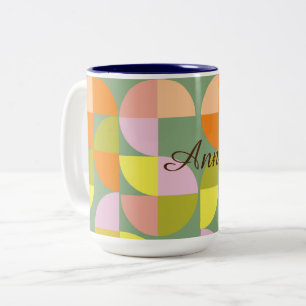 Mid Century Modern Bright Colorful Fresh Geometric Två-Tonad Mugg