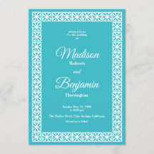 Mid Century Modern Bröllop, Retro, Blue, White