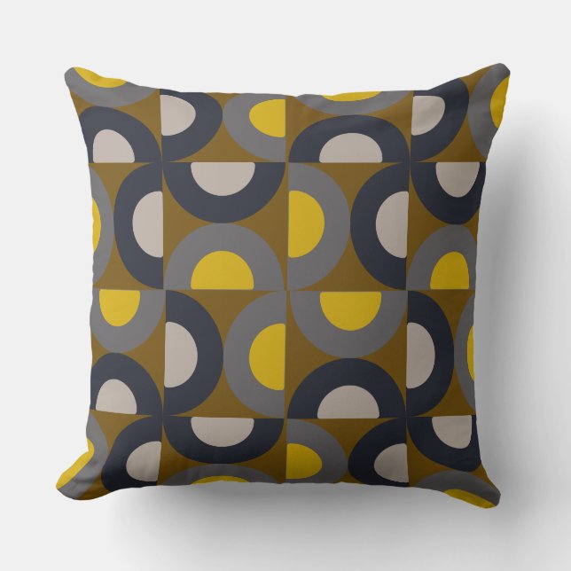 Mid-Century Modern Brons Senap Åska    Kudde (Framsida)