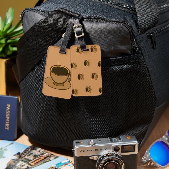 Mid Century Modern Brown Mysigt Coffee Kopp Bagagebricka (Fram & Baksida)