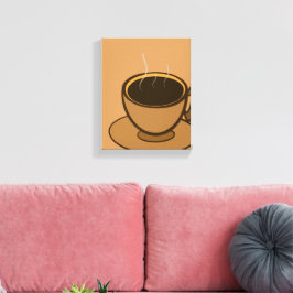 Mid Century Modern Brown Mysigt Coffee Kopp Canvastryck