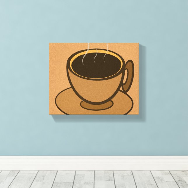 Mid Century Modern Brown Mysigt Coffee Kopp Canvastryck (Insitu (trägolv))