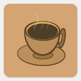 Mid Century Modern Brown Mysigt Coffee Kopp Fyrkantigt Klistermärke