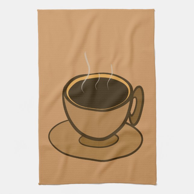 Mid Century Modern Brown Mysigt Coffee Kopp Kökshandduk (Vertikal)