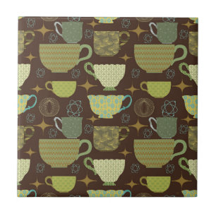 Mid Century Modern Brown Tekopp Kakelplatta