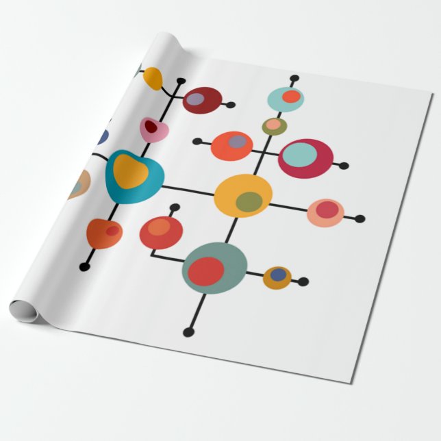 Mid-Century Modern Bubblor Presentpapper (Utrullad)