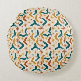 Mid-Century Modern Bumerang & Solros Retro Rund Kudde
