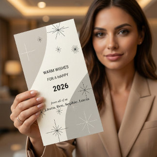 Mid-Century Modern Business New Year & Christmas Julkort