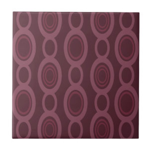 Mid Century Modern chain Links Maroon Kakelplatta