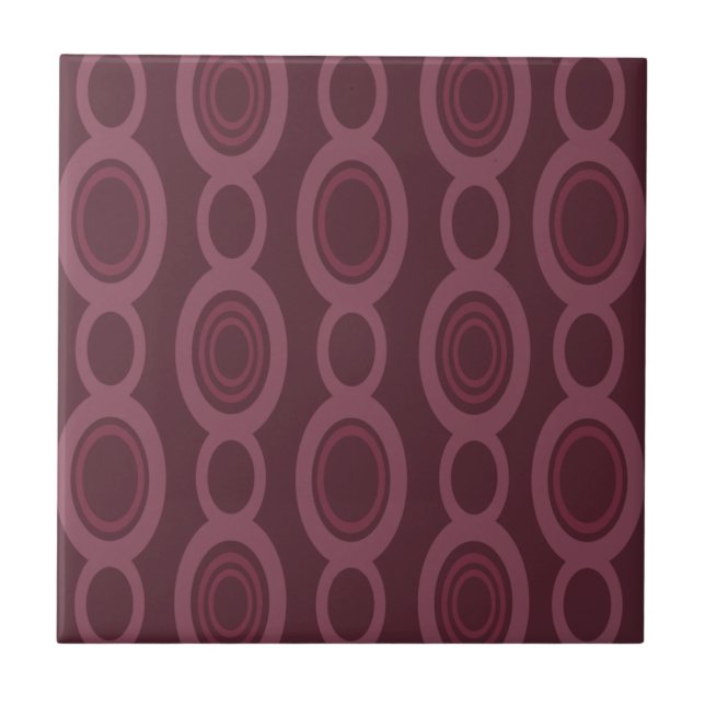 Mid Century Modern chain Links Maroon Kakelplatta (Framsidan)