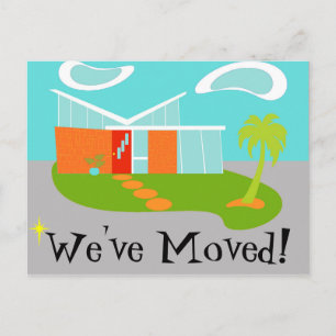 Mid Century Modern Change of Adress vycard Meddelande Vykort