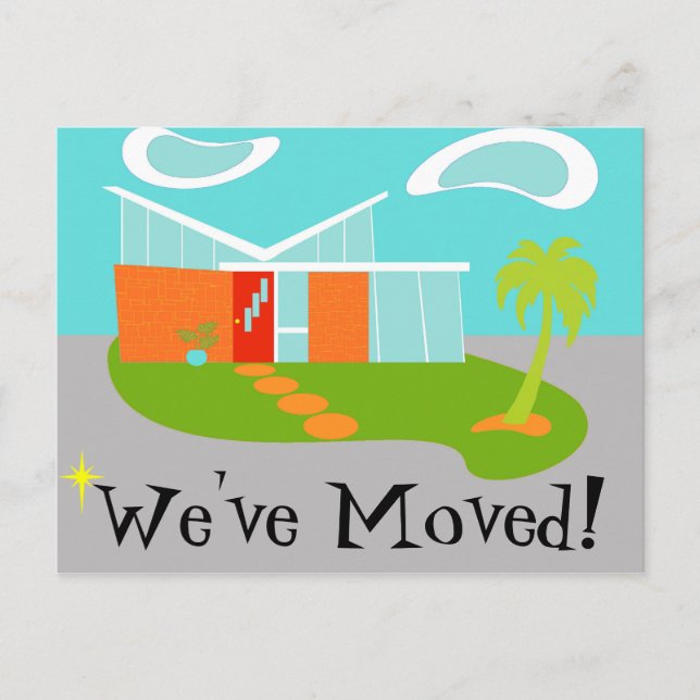 Mid Century Modern Change of Adress vycard Meddelande Vykort (Framsida)