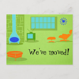 Mid Century Modern Change of Adress vycard Meddelande Vykort
