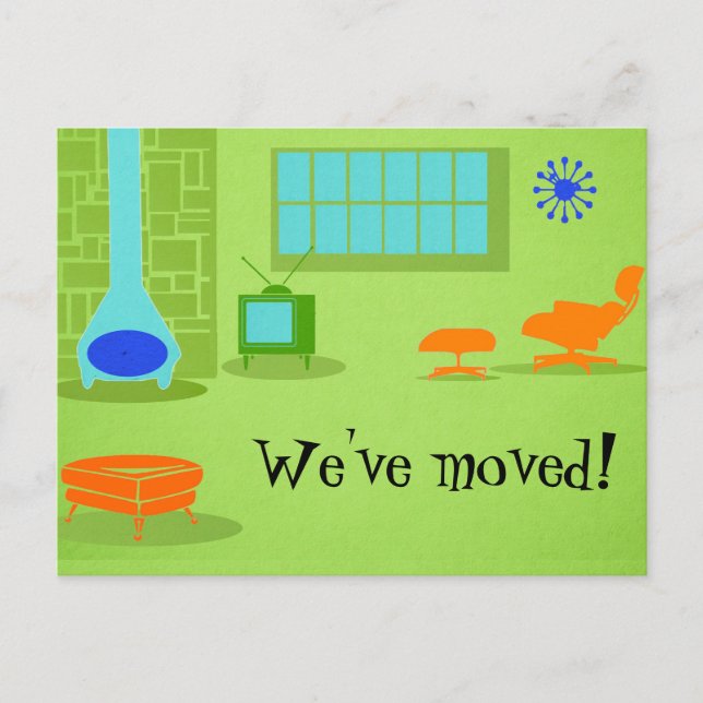 Mid Century Modern Change of Adress vycard Meddelande Vykort (Framsida)