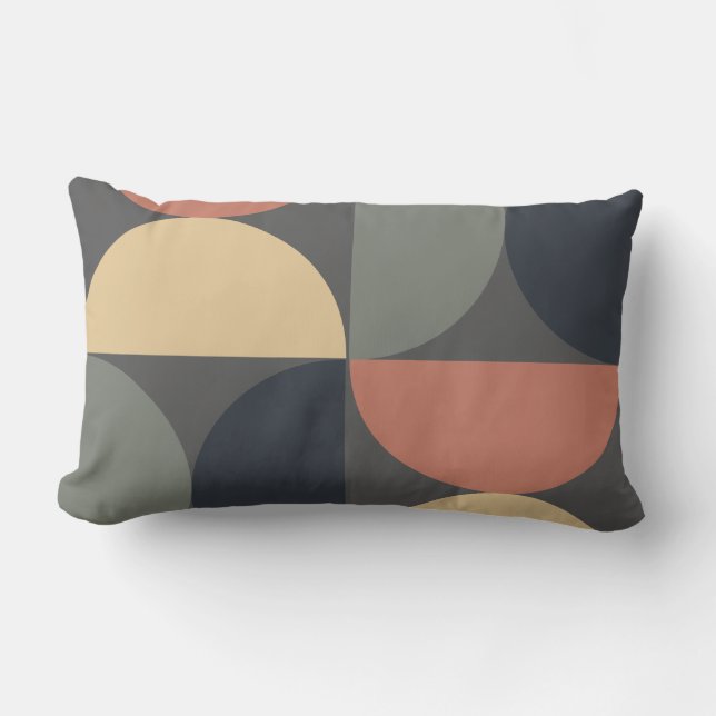 Mid Century Modern Charcol Salmon Lumbarkudde (Framsida)