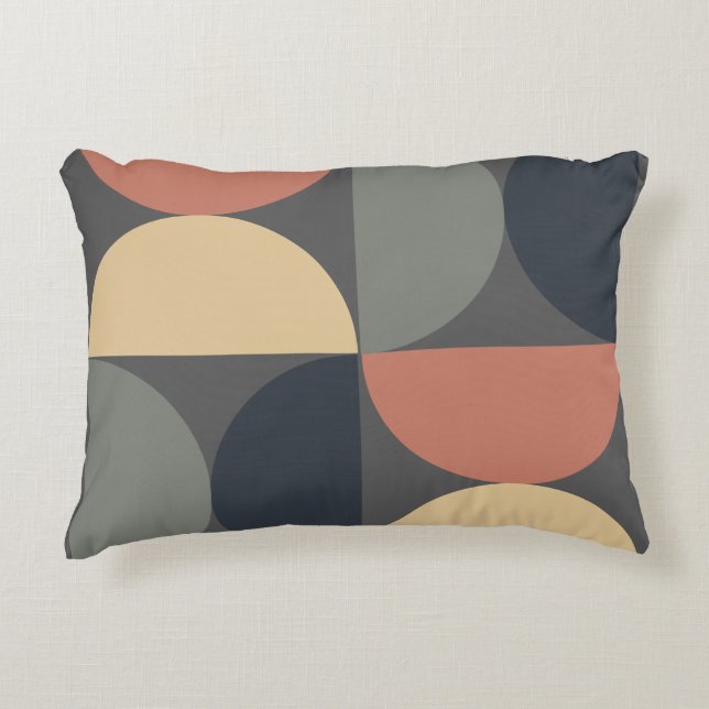 Mid Century Modern Charcol Salmon Prydnadskudde (Framsidan)