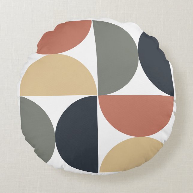 Mid Century Modern Charcol Salmon Rund Kudde (Framsidan)