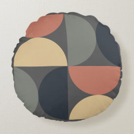 Mid Century Modern Charcol Salmon Rund Kudde