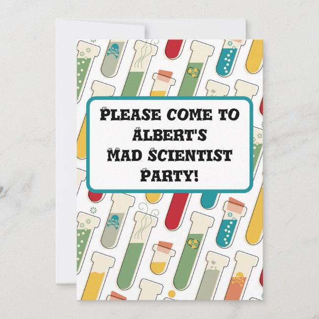 Mid Century Modern Chemistry Test Tube Rand Inbjudningar (Framsida)