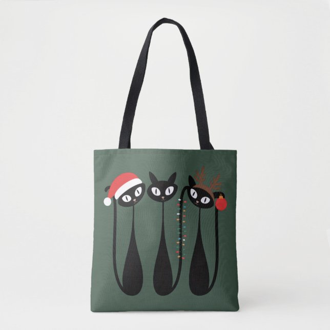 Mid Century Modern Christmas Cats Retro Classic Tygkasse (Framsida)