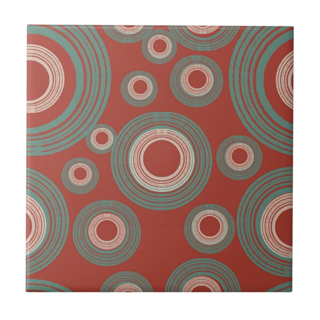 Mid Century Modern Circle Red Kakelplatta (Framsidan)
