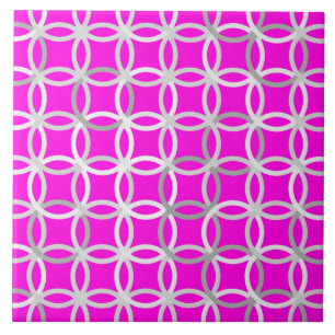 Mid-Century Modern-cirklar, magenta, grå & vit Kakelplatta