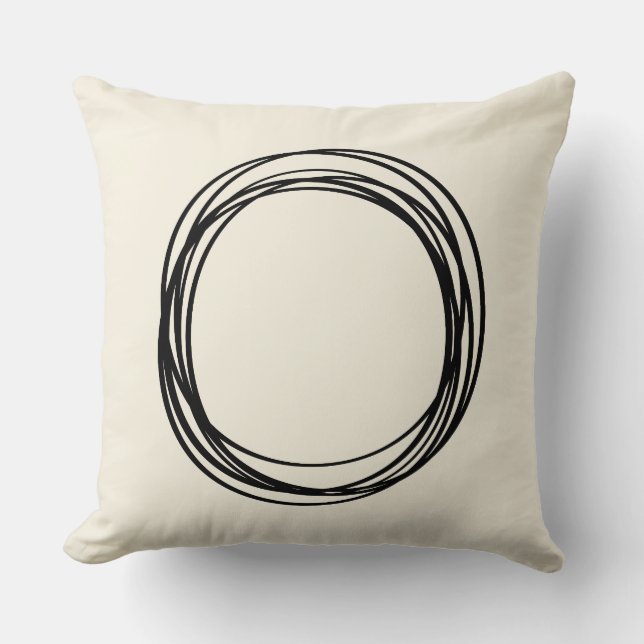 Mid Century Modern Cirkulär Kuddvar i Svart Kudde (Framsida)