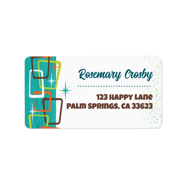 Mid-Century Modern Cocktail Returadressetiketter Adressetikett (Framsidan)