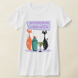 Mid Century Modern Cocktails & Cats T Shirt