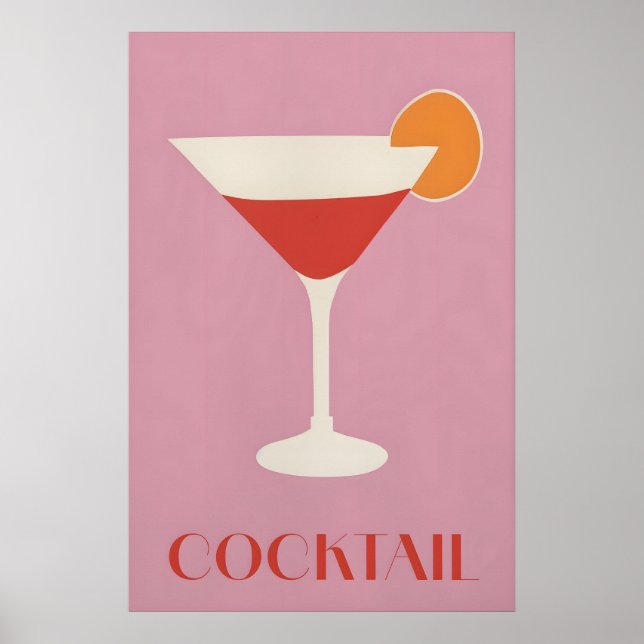 Mid Century Modern Cocktailtryck Retro Barvägg Poster (Framsidan)