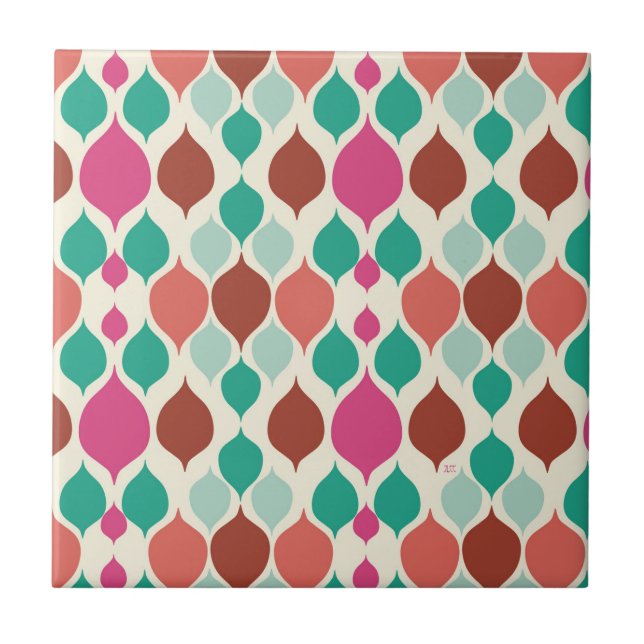 Mid Century Modern Colorful Geometric  Kakelplatta (Framsidan)