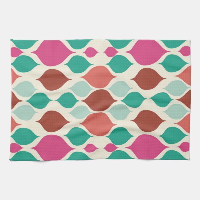 Mid Century Modern Colorful Geometric Kökshandduk (Horisontell)