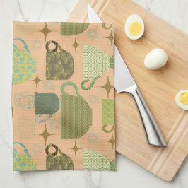 Mid Century Modern Coral Tekopp Kökshandduk