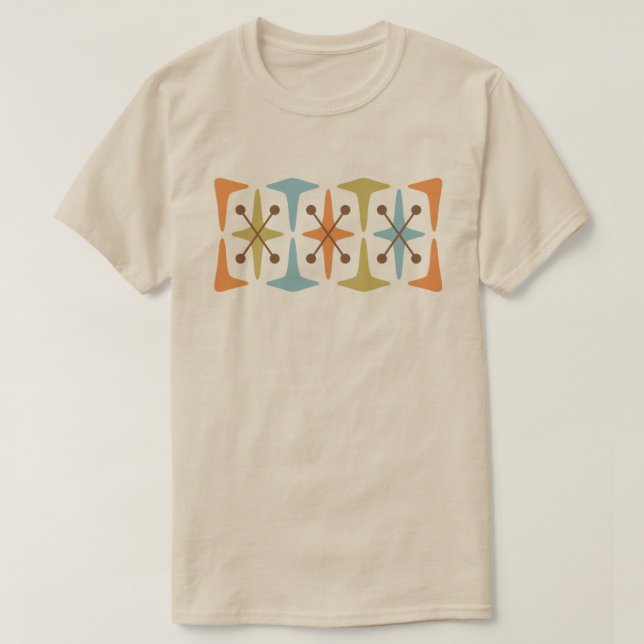 Mid Century Modern Cosmic Starburst Design T-Shirt (Design framsida)