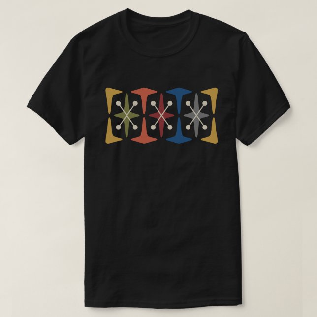 Mid Century Modern Cosmic Starburst Design T-Shirt (Design framsida)