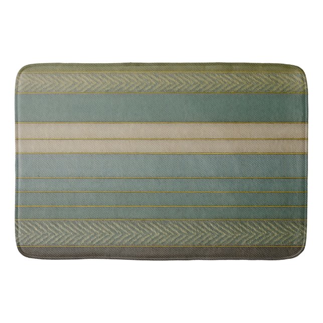 Mid Century Modern Dämpade Randiga Tryck Badrumsmatta (Framsidan)