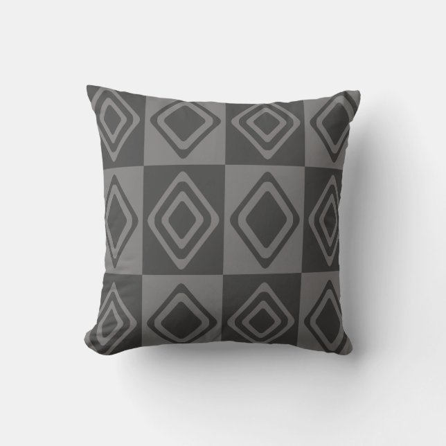 Mid Century Modern Diamanter Grå Kudde (Framsida)