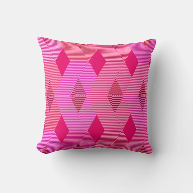Mid-Century Modern diamanttryck, fuchsia rosa Kudde (Framsida)