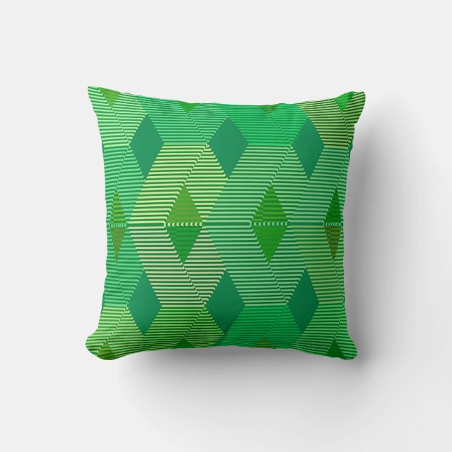 Mid-Century Modern diamanttryck, jade grön Kudde (Framsida)
