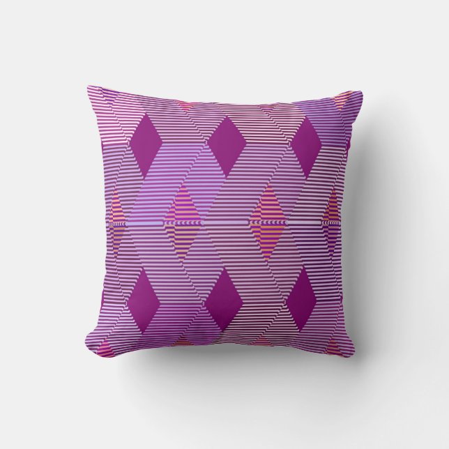 Mid-Century Modern Diamanttryck, Violett Lila Kudde (Framsida)