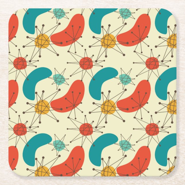 Mid Century Modern Diamond Starburst atomic Underlägg Papper Kvadrat (Framsidan)