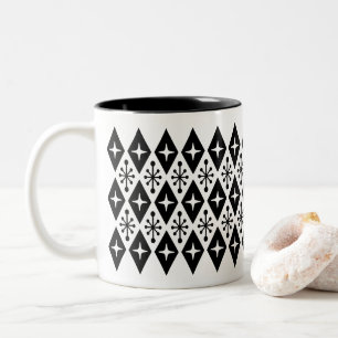 Mid Century Modern Diamond Starburst Mönster Två-Tonad Mugg