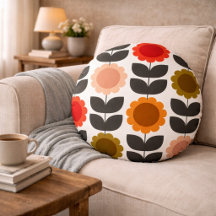 Mid-Century Modern Färgade Retro Groovy Blommor
