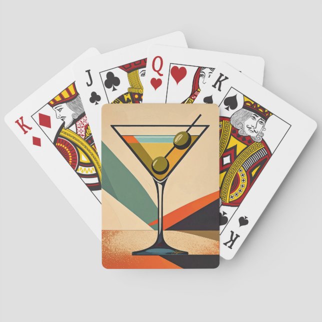 Mid Century Modern Färgblock Martini Art Casinokort (Baksidan)