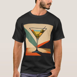 Mid Century Modern Färgblock Martini Art T Shirt