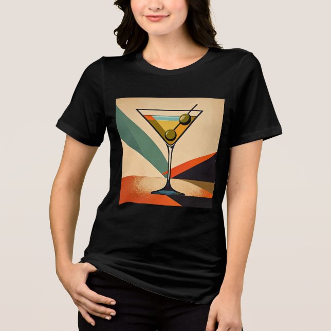 Mid Century Modern Färgblock Martini Art T Shirt (Framsida)