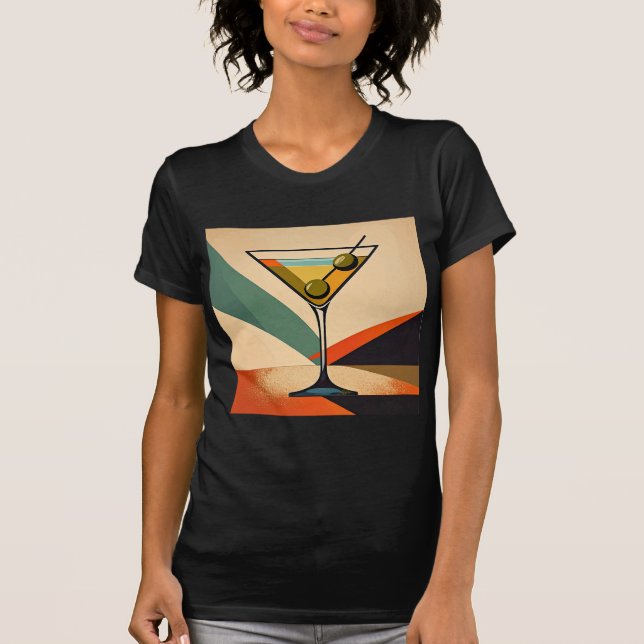 Mid Century Modern Färgblock Martini Art T Shirt (Framsida)