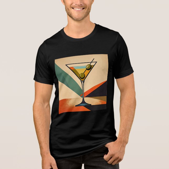 Mid Century Modern Färgblock Martini Art T Shirt (Framsida)