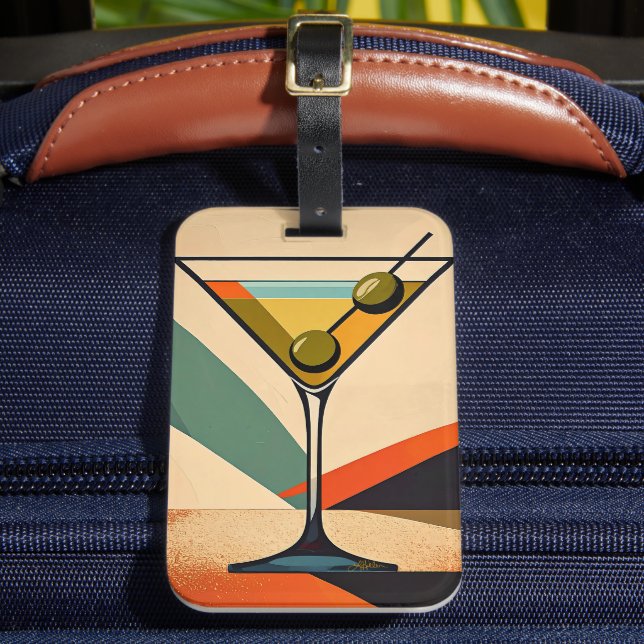 Mid Century Modern Färgblock Martini Konst Bagagebricka (Framsida Insitu 2)