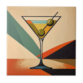 Mid Century Modern Färgblock Martini Konst Kakelplatta